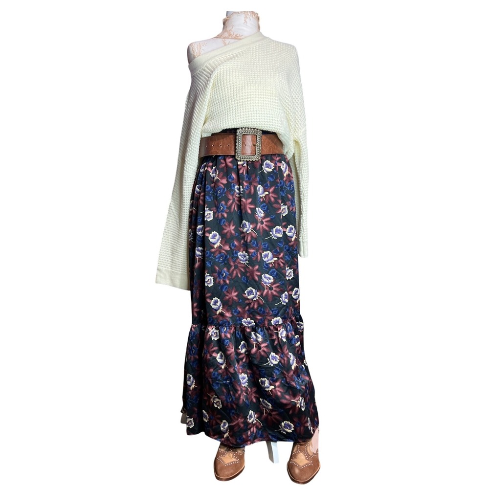 Free People Floral Smocked Strapless Maxi Dress Boho Ruffle Tiered Midi - Picture 2 of 8